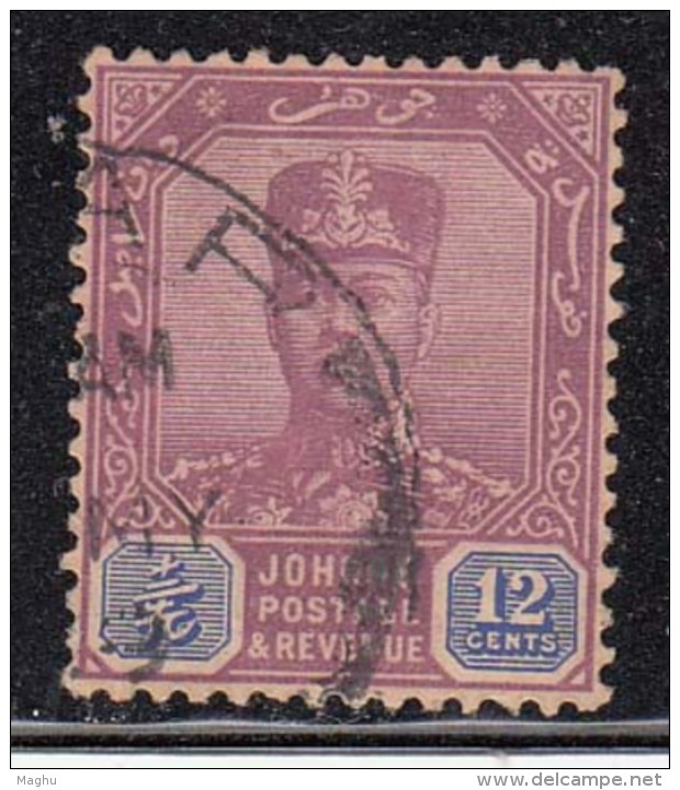 Johore Used 12c Malaya, Malaysia, 1922 - 1940 Series - Johore