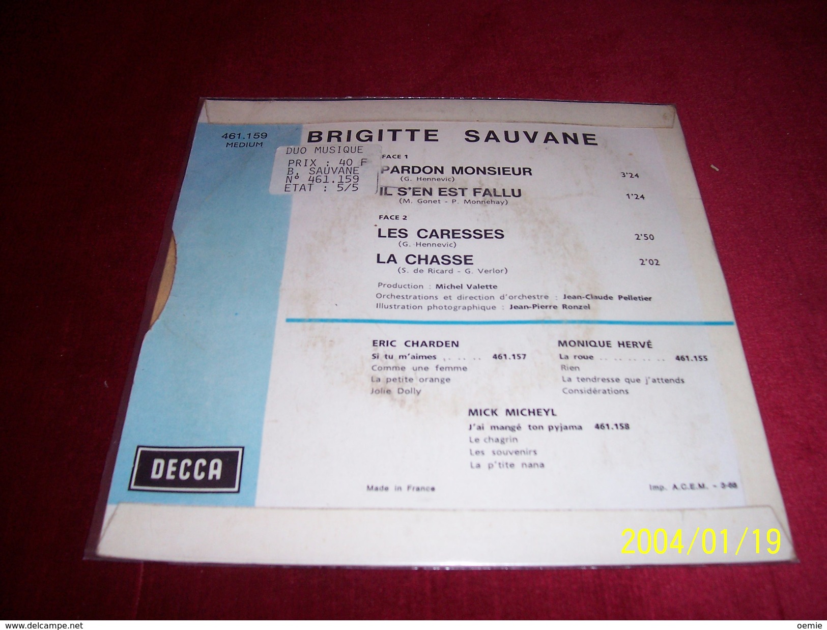 BRIGITTE SAUVANE  °  PARDON MONSIEUR + 3 TITRES - Volledige Verzamelingen