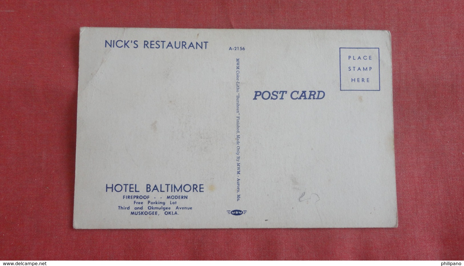 - Oklahoma > Muskogee Hotel Baltimore  & Nicks Restaurant   2462 - Muskogee