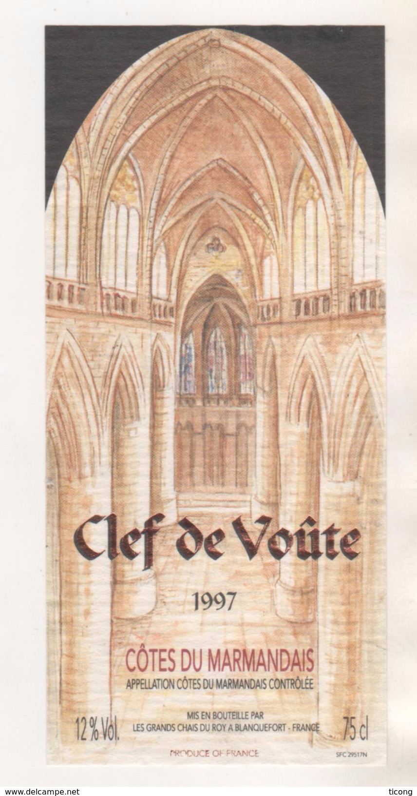 CLEF DE VOUTE ( INTERIEUR D UNE EGLISE ) COTES DU MARMANDAIS 1997 - VOIR LE SCANNER - Religions