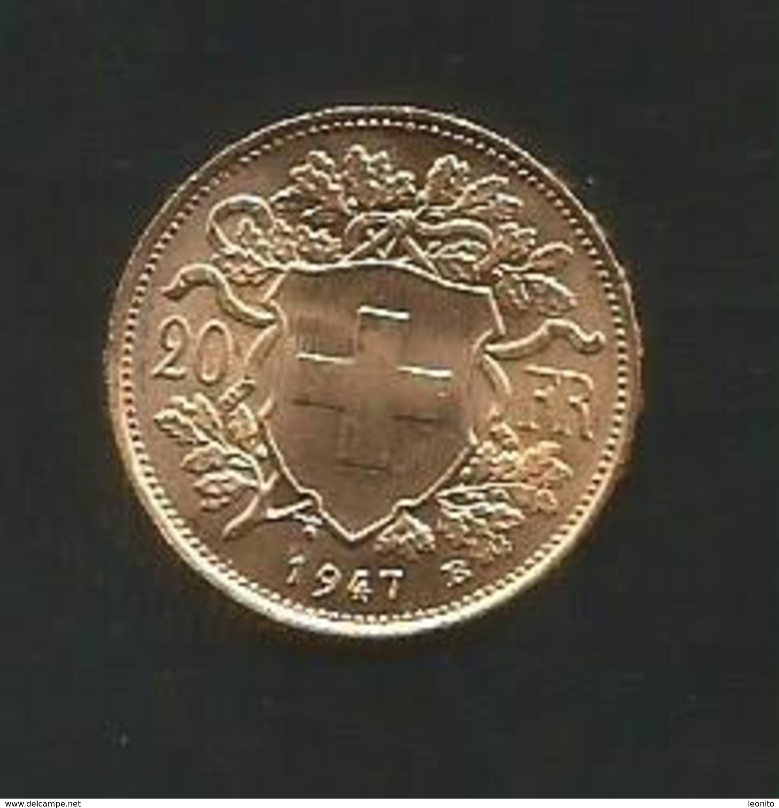 GOLDVRENELI Vreneli 20 Franken, Gold Goldmünze 1947 - Autres & Non Classés