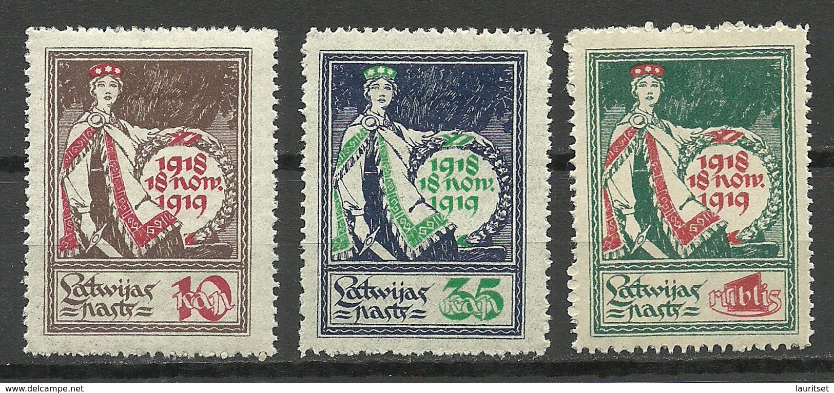 LETTLAND Latvia 1919 Michel 33 - 35 * - Lettonie