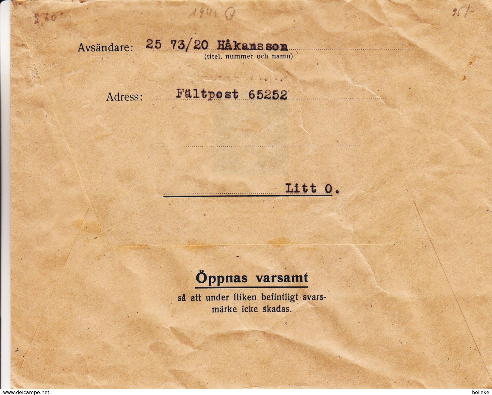 Suède - Lettre Militaire De 1941 ° - Oblitération Postanstalten - Military