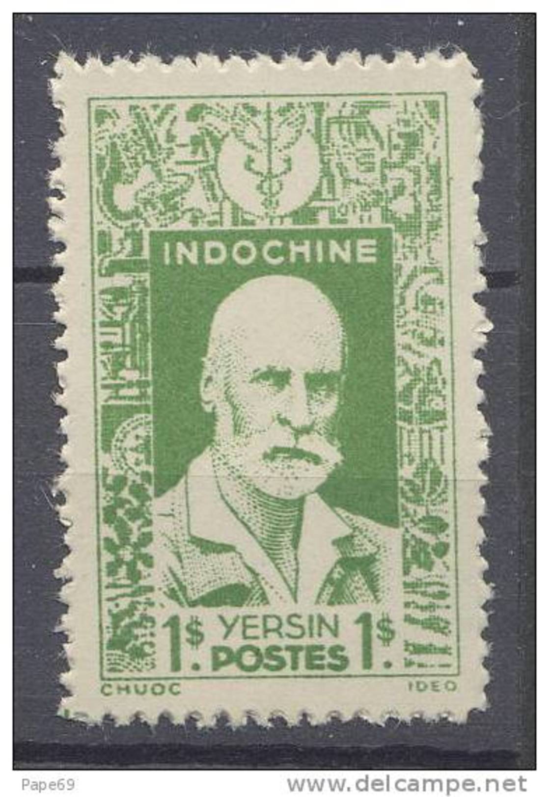 INDOCHINE N° 291 XX Effigies Diverses : Alexandre Yersin 1 Pi Vert Dentelure Hahituelle - Other & Unclassified