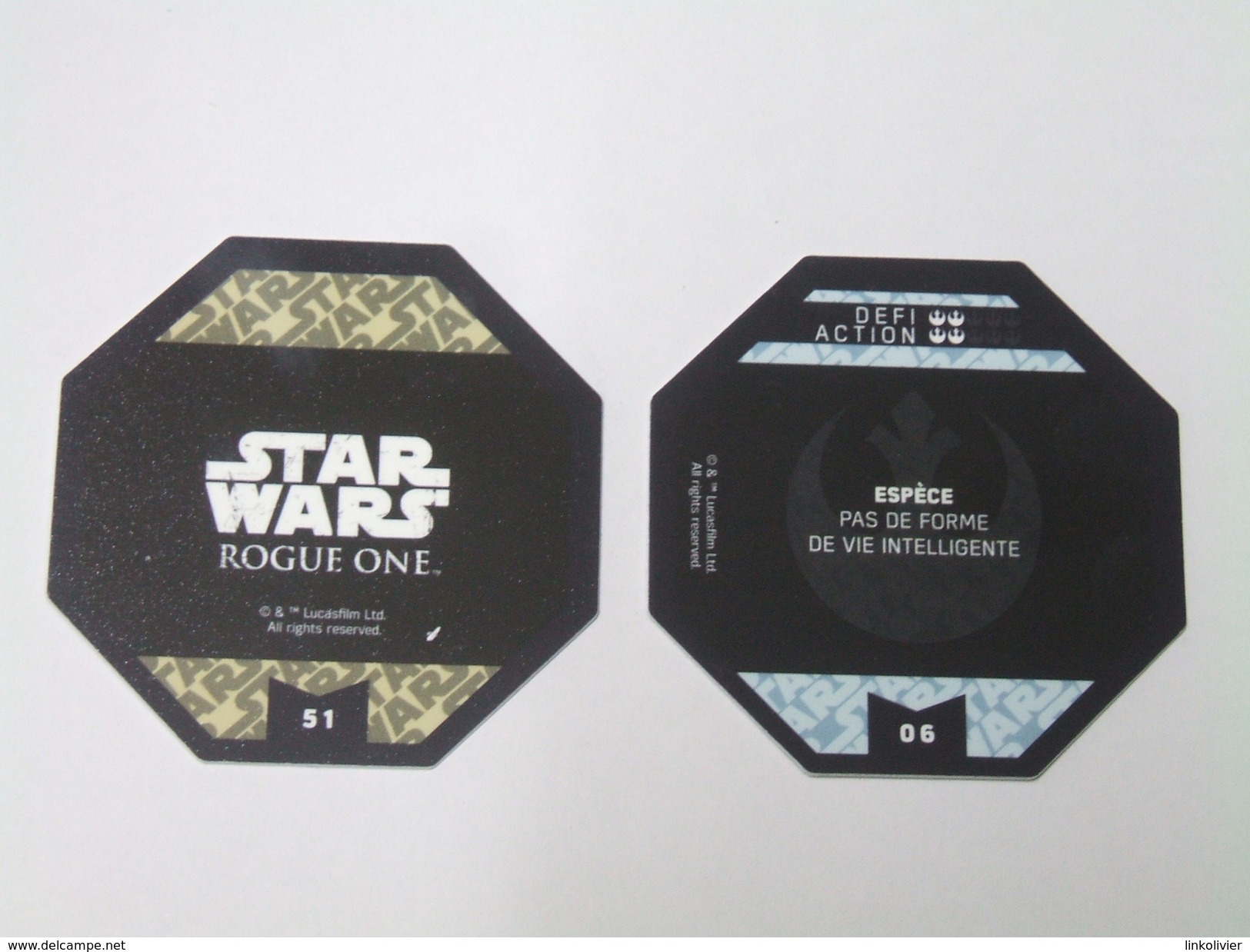 2 JETONS Cartes STAR WARS ROGUE ONE Leclerc N°6 Et 51 : D'QAR Et DEATH TROOPER - Star Wars