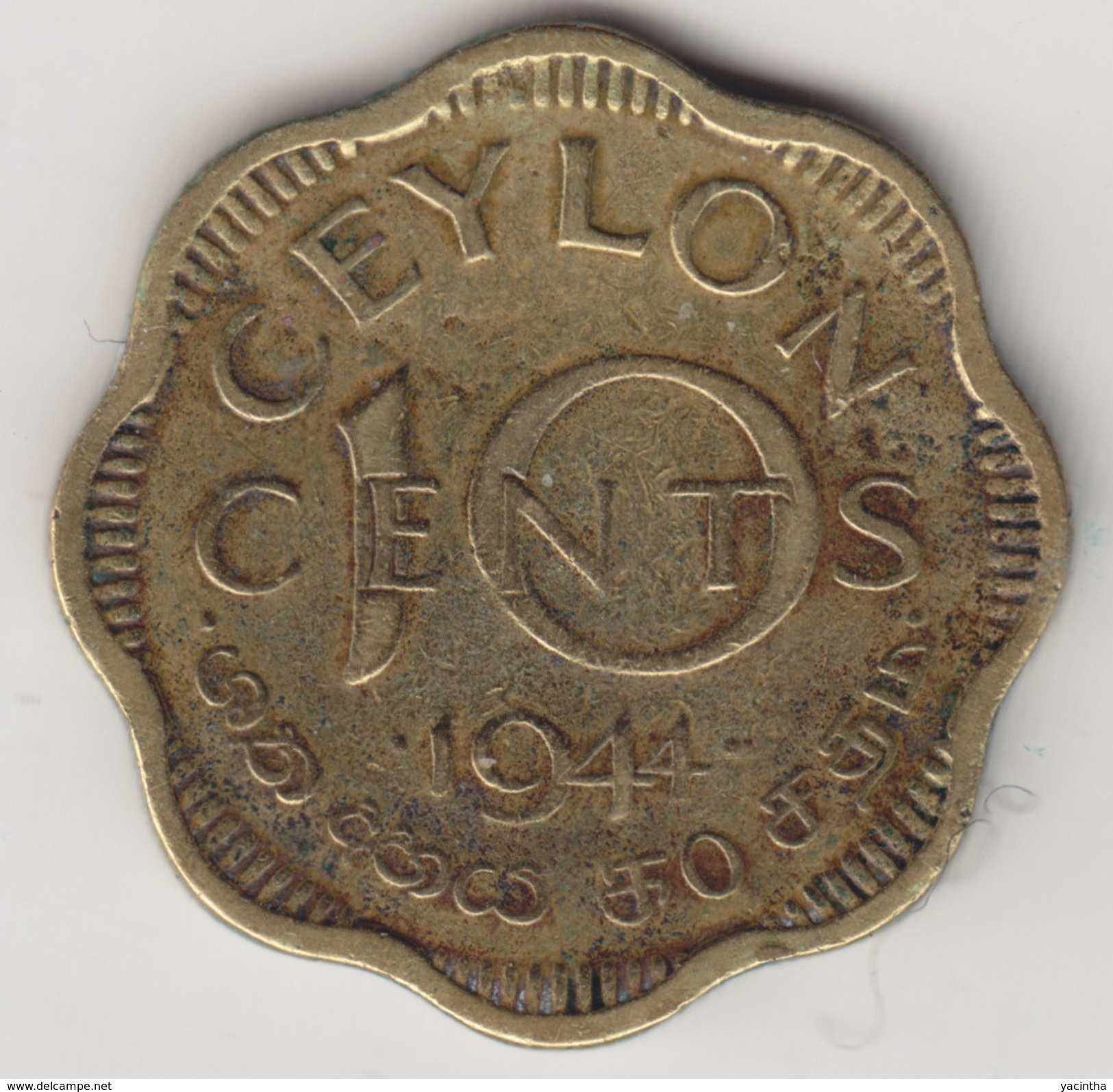 @Y@    Ceylon   10 Cents  1944    (4442) - Sri Lanka (Ceylon)