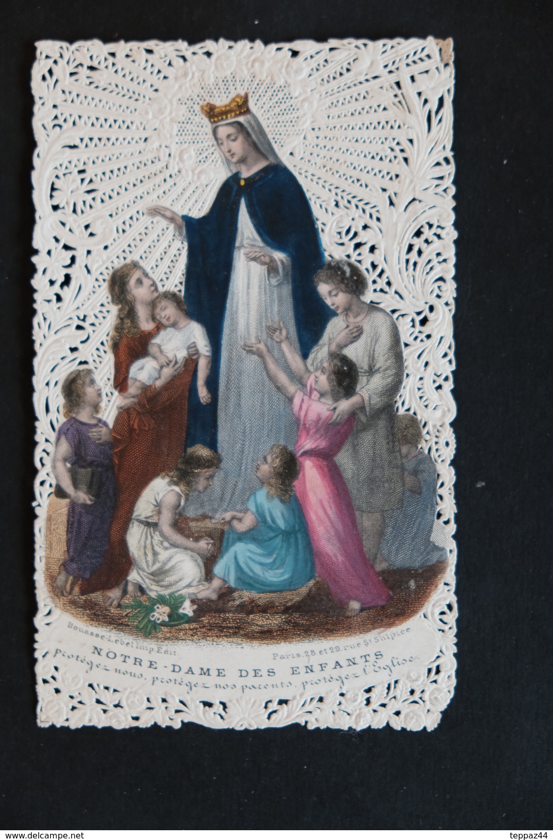 IMAGE PIEUSE CANIVET DENTELLE NOTRE DAME DES ENFANTS BOUASSE LEBEL PARIS - Images Religieuses