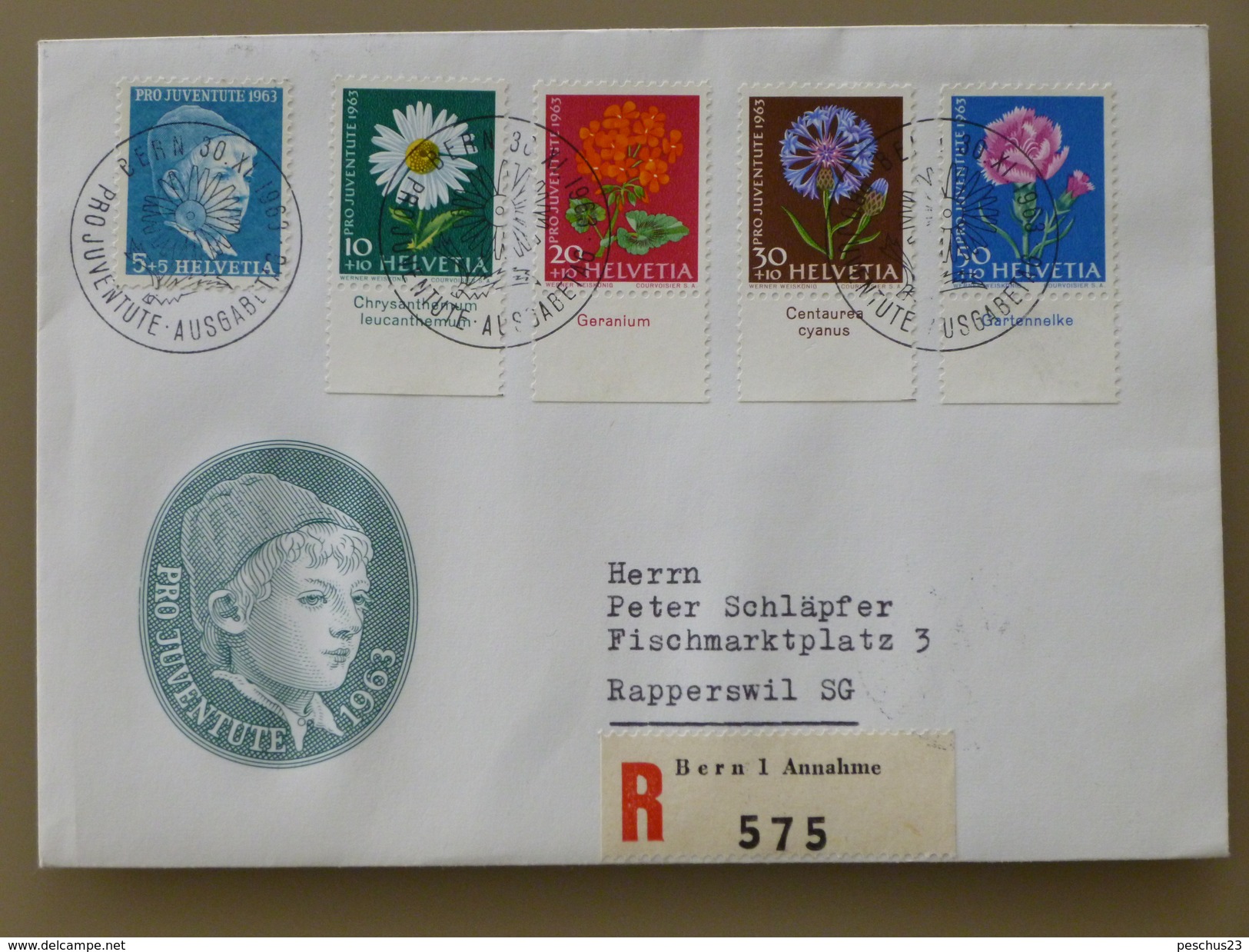 SUISSE / SCHWEIZ / SWITZERLAND // 1963, R-FDC PRO JUVENTUTE, Kpl. Satz Mit TABS, - Briefe U. Dokumente