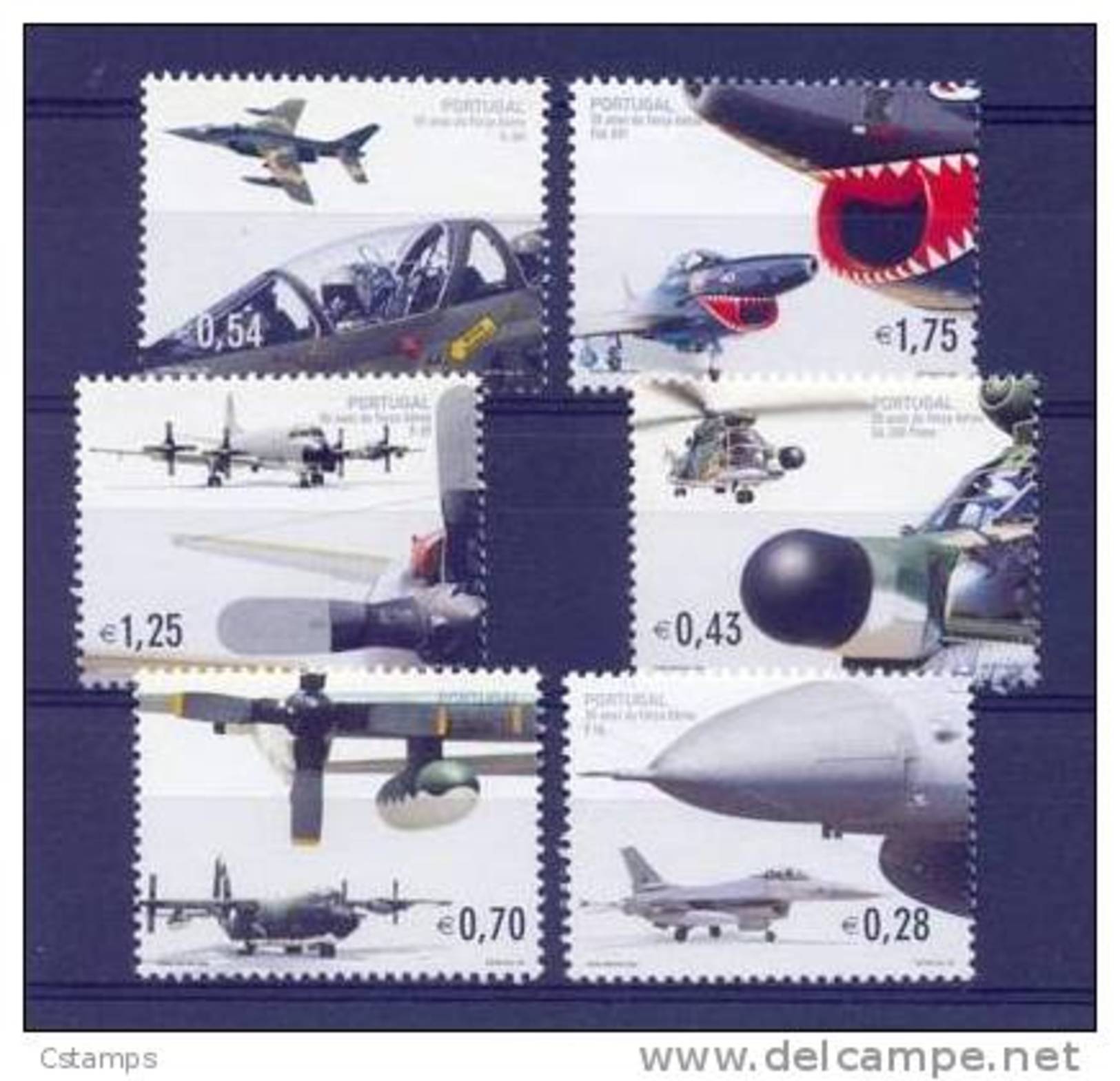 Regalo !!! A Menos Del Facial !!! - Aviacion Militar - Portugal  - Scott 2491 Al 2496 - Año 2002 - Serie De 6 Sellos. - Local Post Stamps
