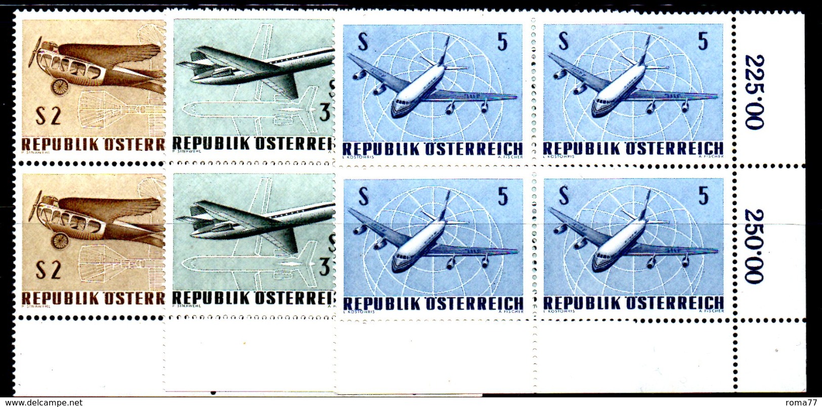 EU116 - AUSTRIA 1968 , Posta Aerea Quartina N. 63/65  ** - Neufs