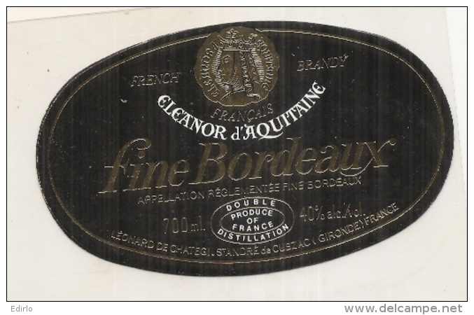 étiquette   -1970/2000 Eleanor D'Aquitaine Fine De Bordeaux - - Whisky