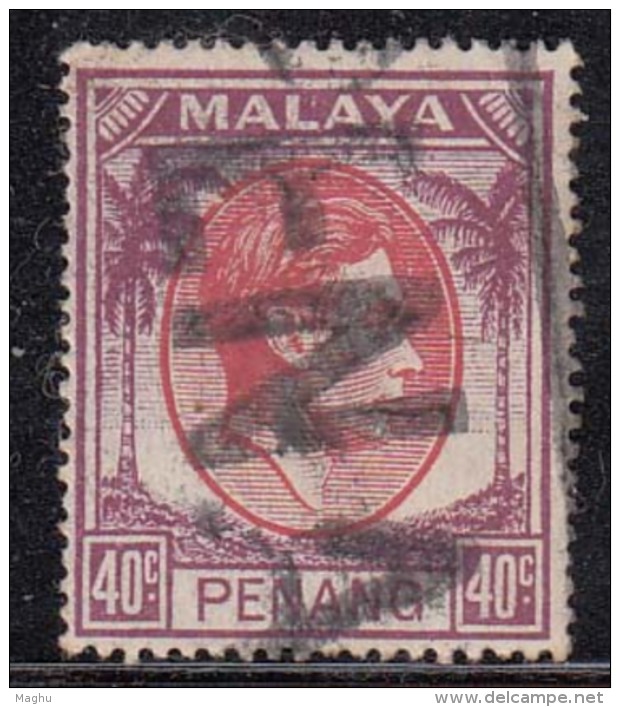 40c Used Penang KG VI, 1949 - 1952 Series, Malaya - Penang