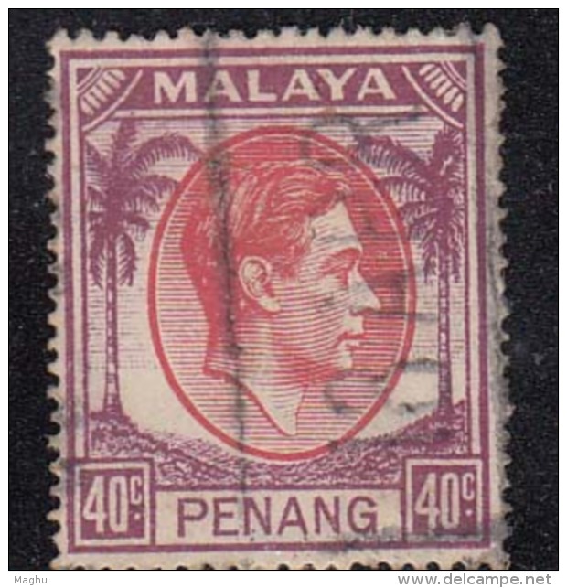 40c Used Penang KG VI, 1949 - 1952 Series, Malaya - Penang