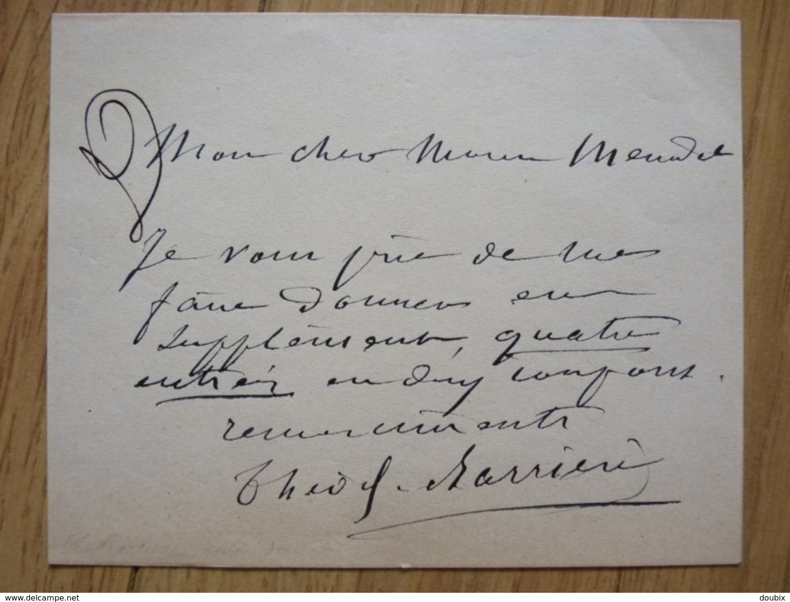 Théodore BARRIERE (1821-1877) Auteur Dramatique. Vaudeville. AUTOGRAPHE - Altri & Non Classificati