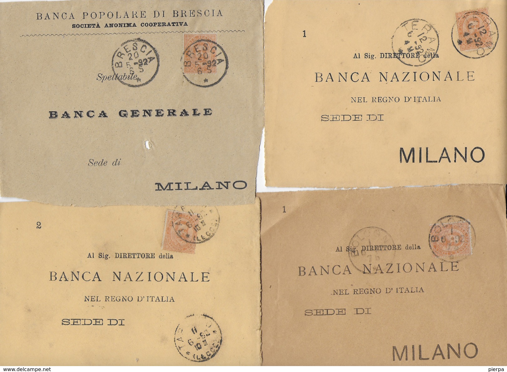 20 FRONTESPIZI PER LO PIU' BANCHE TUTTI AFFRANCATI CON 20 CENT UMBERTO - Storia Postale