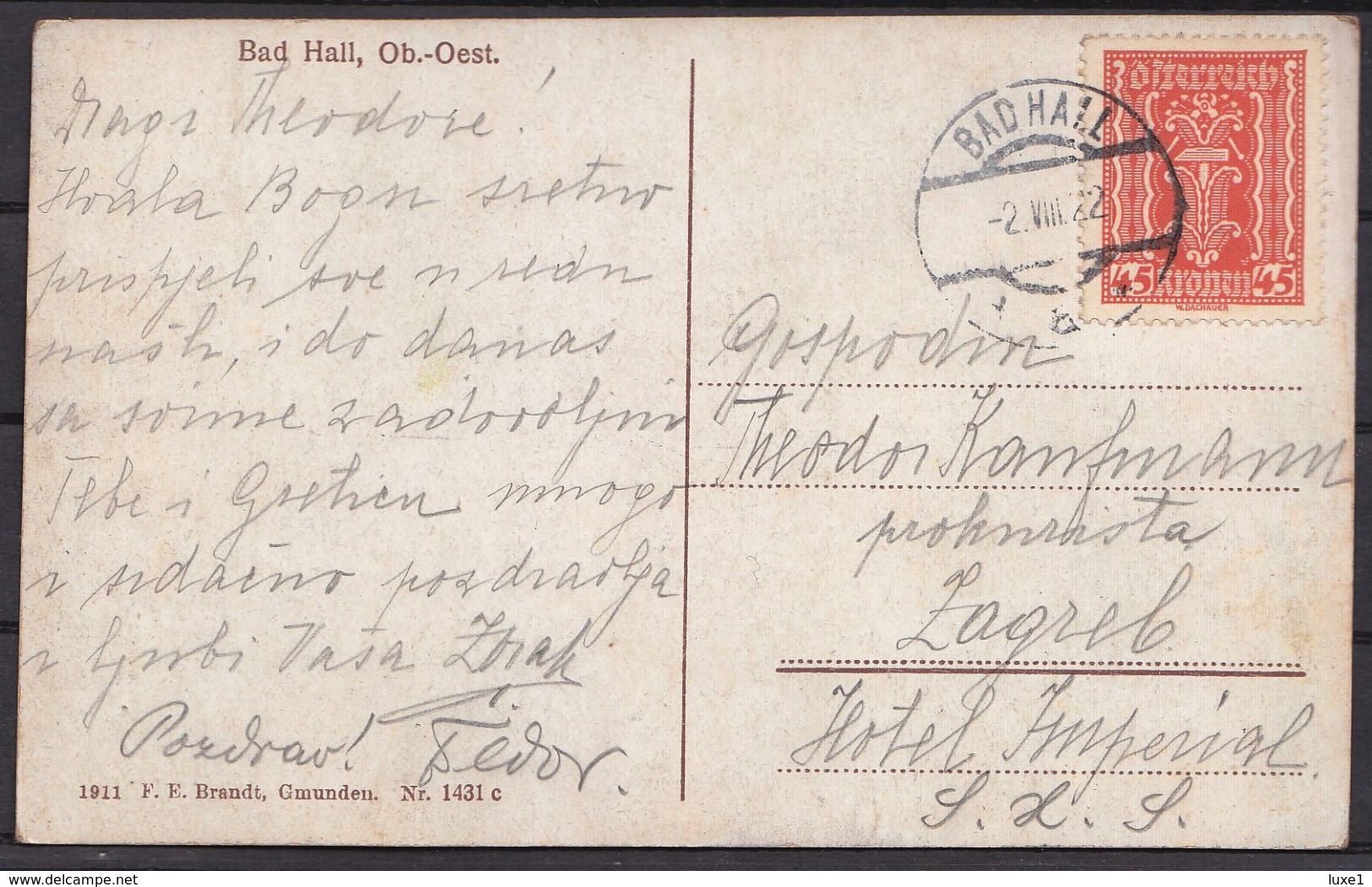 AUSTRIA , BAD HALL ,  OLD  POSTCARD - Bad Hall