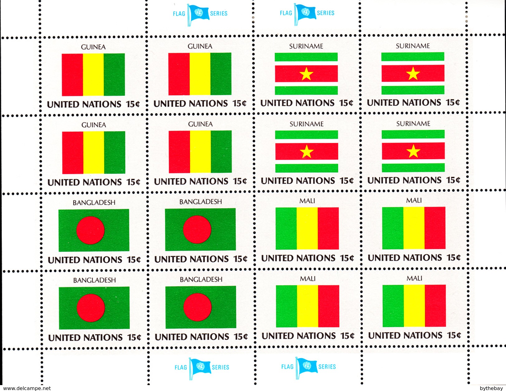 United Nations NY MNH 1980 Flag Sheets Scott #325-#340 - Neufs