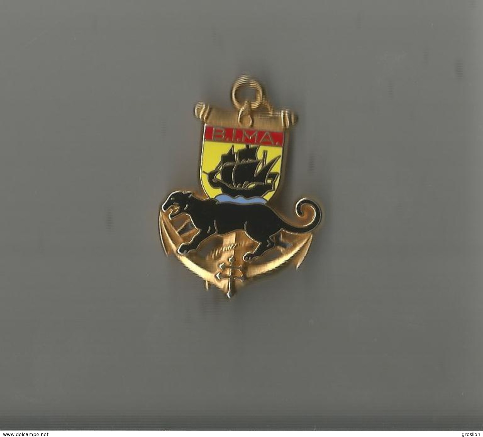 INSIGNE MILITAIRE DU 6 EME BATAILLON D'INFANTERIE DE MARINE ECU JAUNE PANTHERE NOIRE (TROUPES COLONIALES) - Navy
