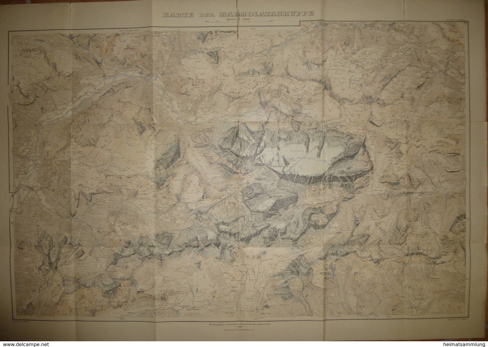 Karte Der Marmolatagruppe 1905 - Maßstab 1:25'000 - 65cm X 95cm - Herausgeber Deutscher Und österreichischer Alpen Verei - Landkarten