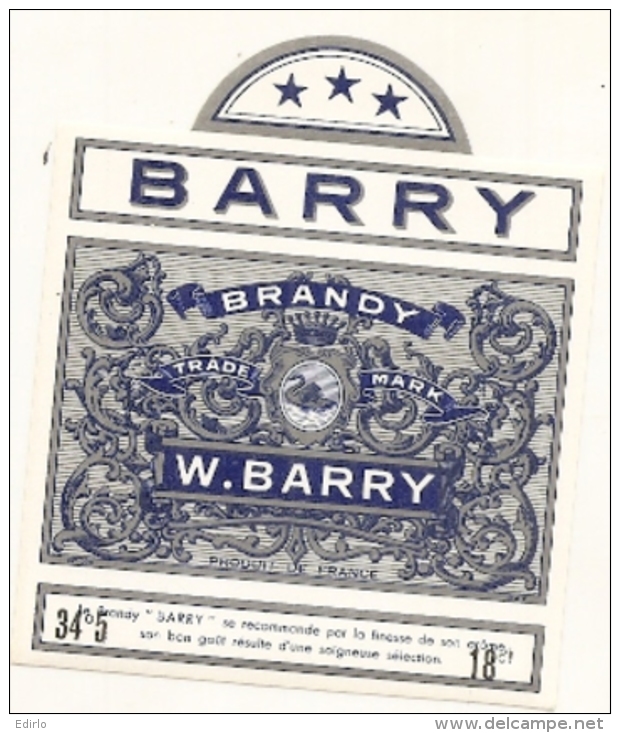 étiquette   - 1890/1930 - BRANDY - W.BARRY -  étiquette Pour Flask -  Cygne  ...   ( Animaux ) - Leeuwen