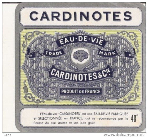 étiquette   - 1920/1940 - EAU DE VIE - CARDINOTES  Selectionnée Pour Son Gout - Whisky