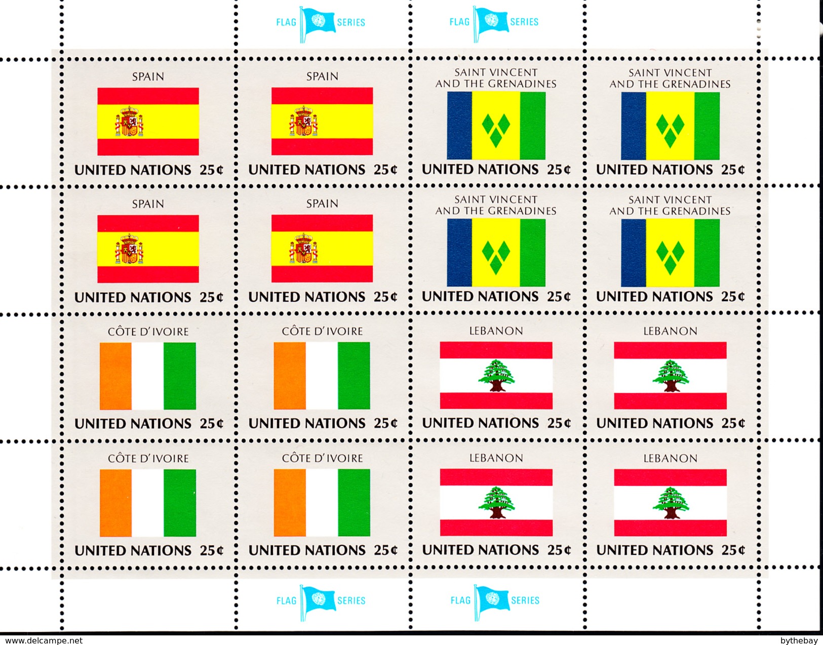 United Nations NY MNH 1988 Flag Sheets Scott #528-#543 - Neufs