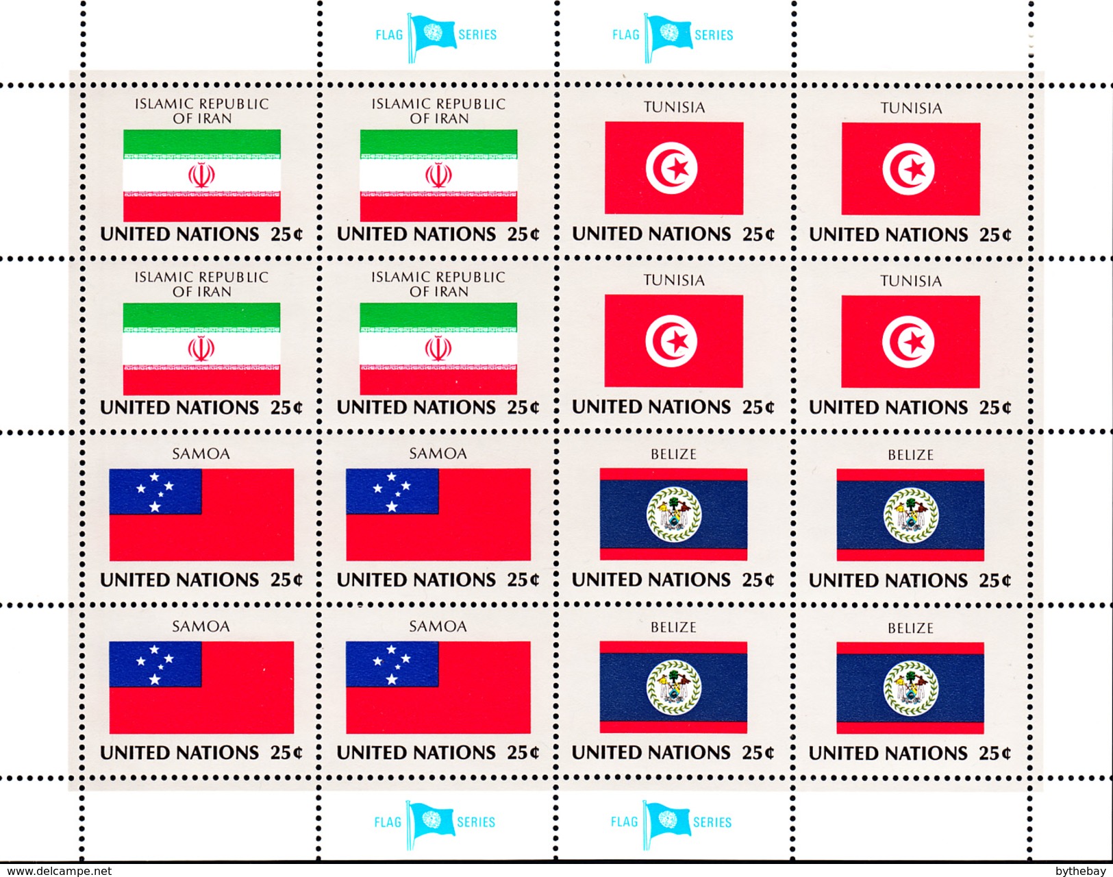 United Nations NY MNH 1988 Flag Sheets Scott #528-#543 - Neufs