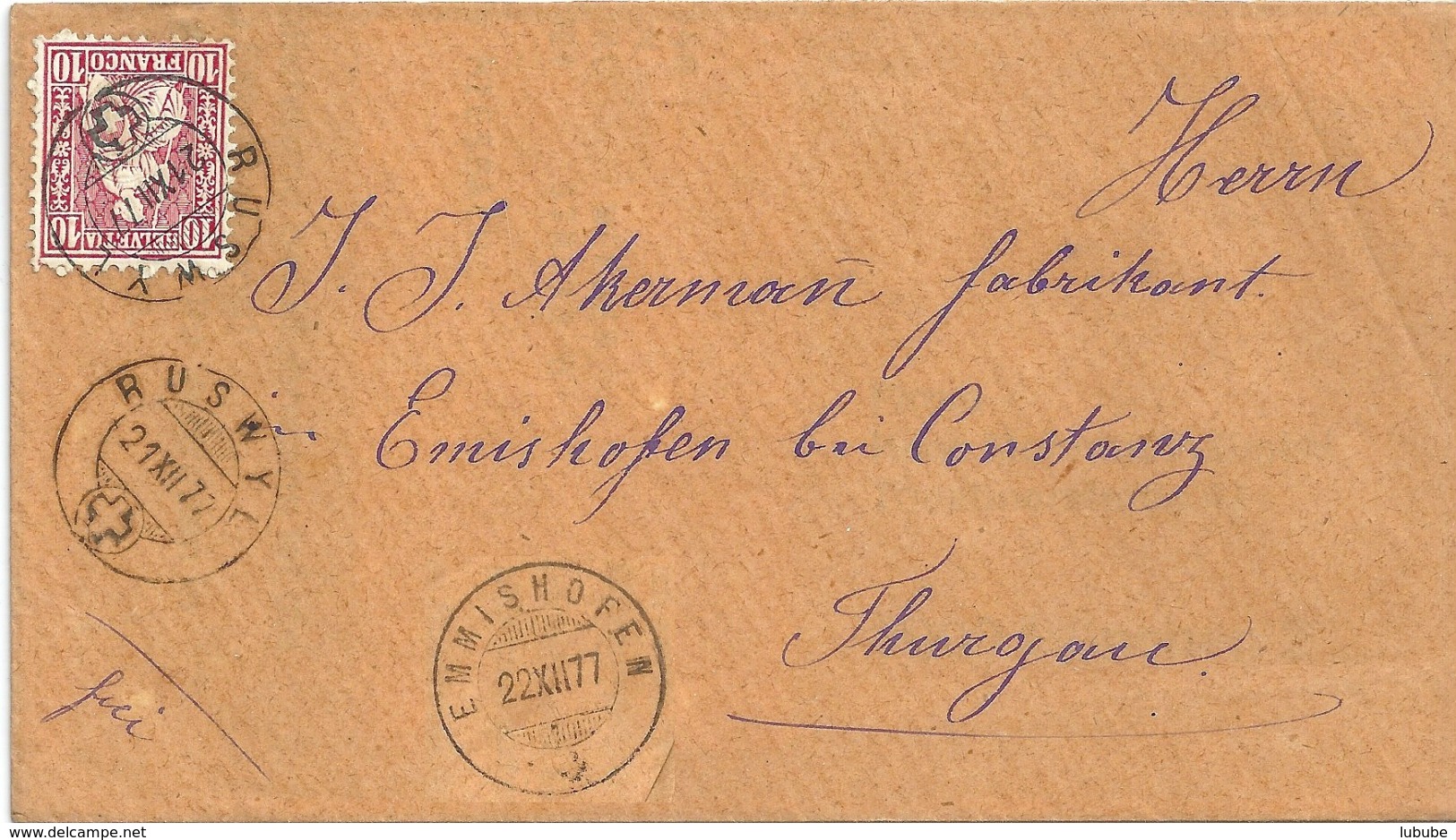 Brief  Ruswyl - Emmishofen Bei Constanz             1877 - Lettres & Documents