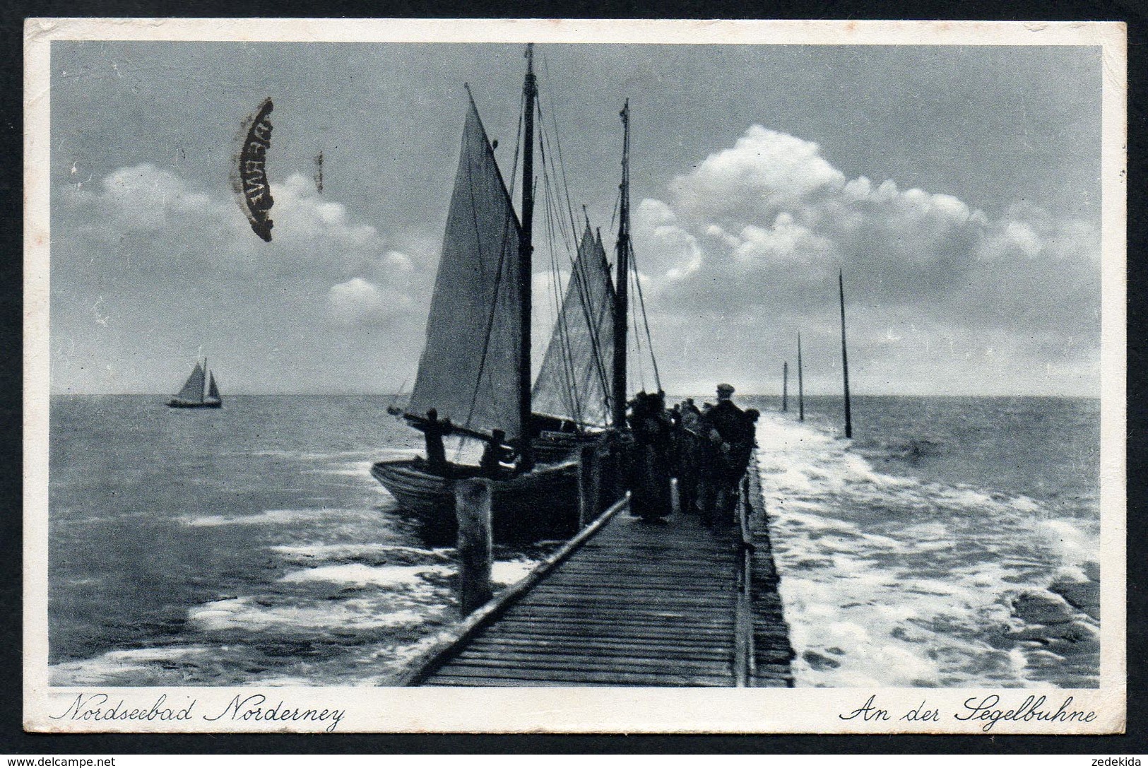 5938 - Alte Ansichtskarte - Norderney - An Der Segelbuhne - Gel 1939 - Cramer - Werbestempel - Segelboote - Norderney