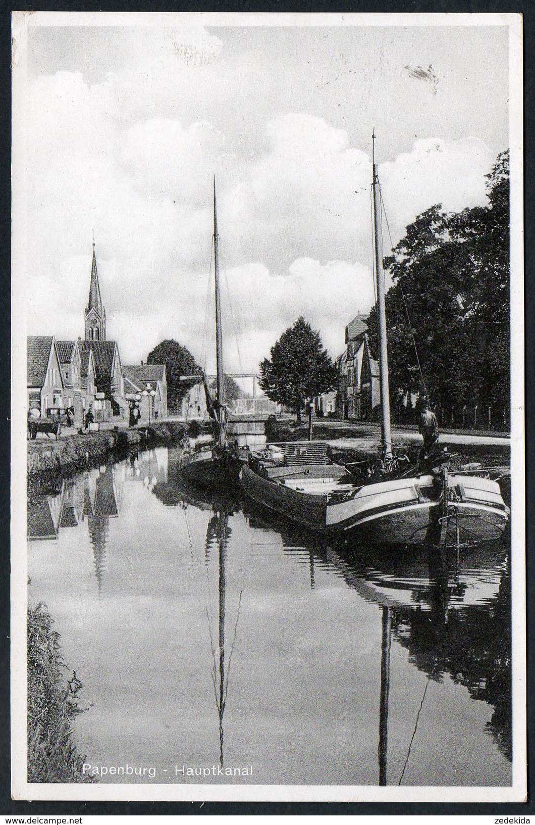 7657 - Alte Ansichtskarte - Papenburg - Hauptkanal - Segelschiffe Segelboote - Rosell - Gel 1934 - Papenburg
