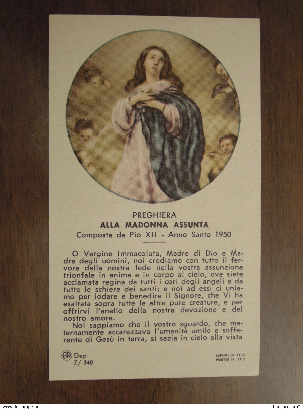 MADONNA ASSUNTA PREGHIERA Composta Da Pio XII - Anno Santo 1950 - Santini