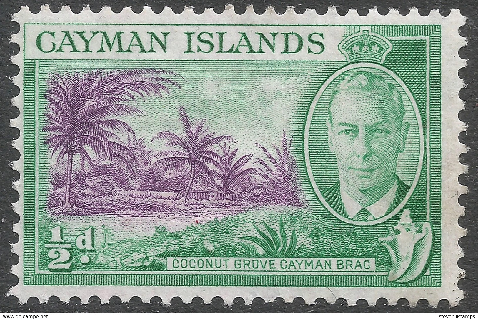 Cayman Islands. 1950 KGVI. ½d MH. SG 136 - Cayman Islands