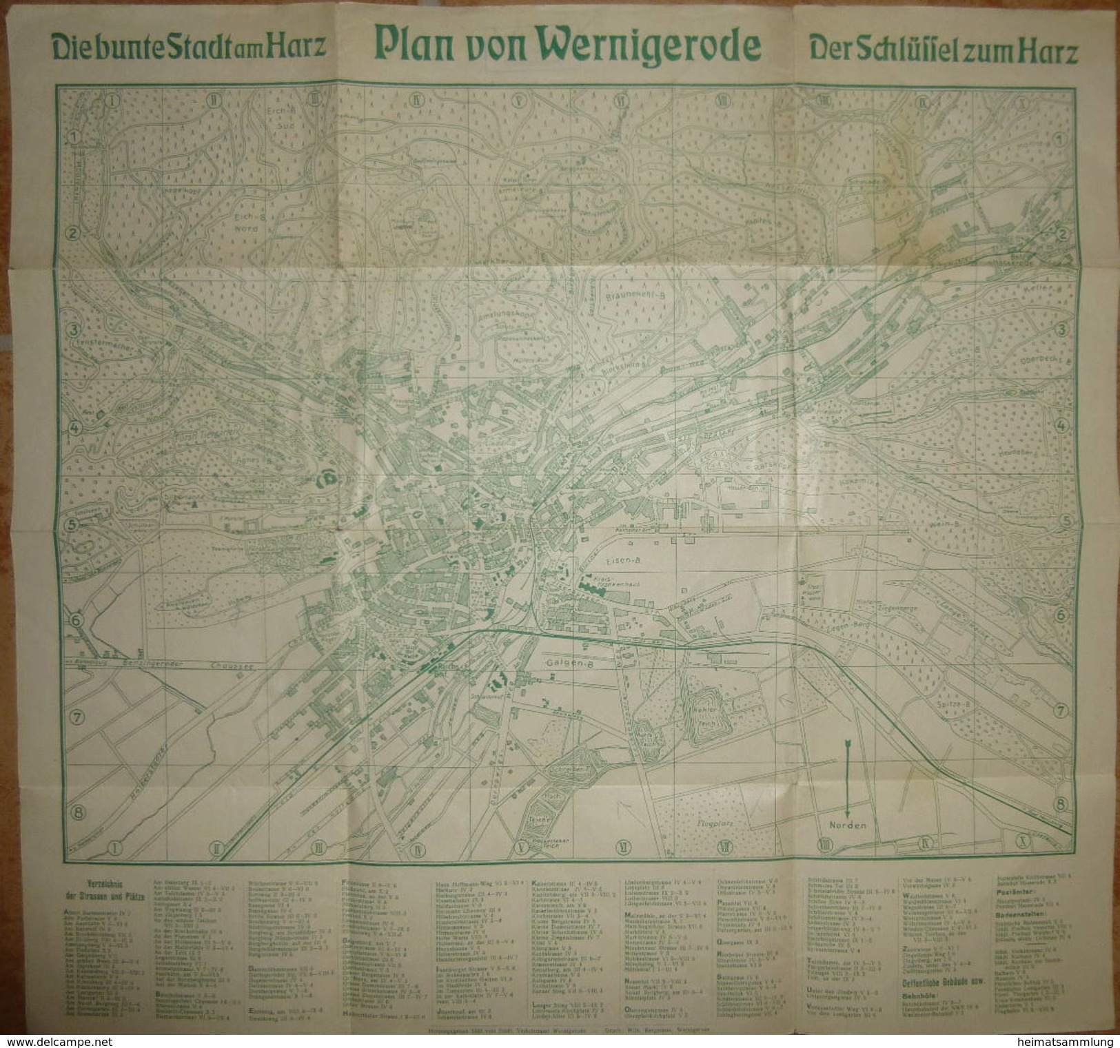 Plan Von Wernigerode 1932 - 43cm X 45cm - Strassenverzeichnis - Landkarten