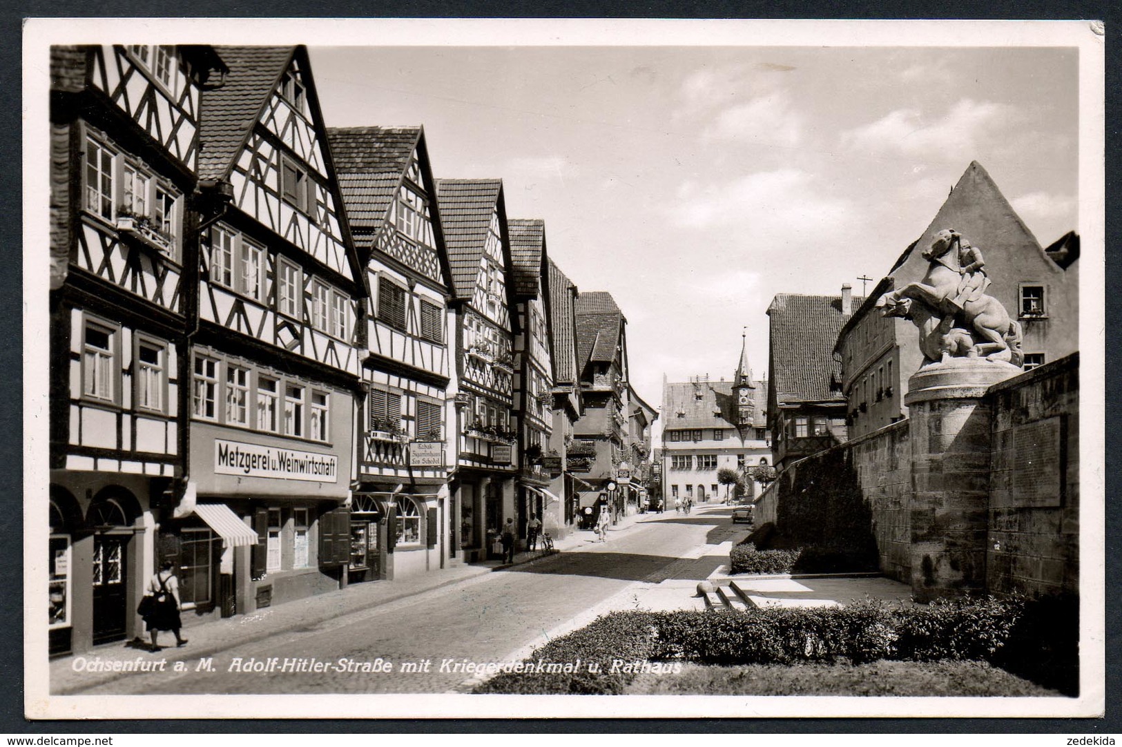 9860 - Alte Foto Ansichtskarte - Ochsenfurt - Adolf Hitler Straße - Kriegerdenkmal - N. Gel Hofer - Ochsenfurt