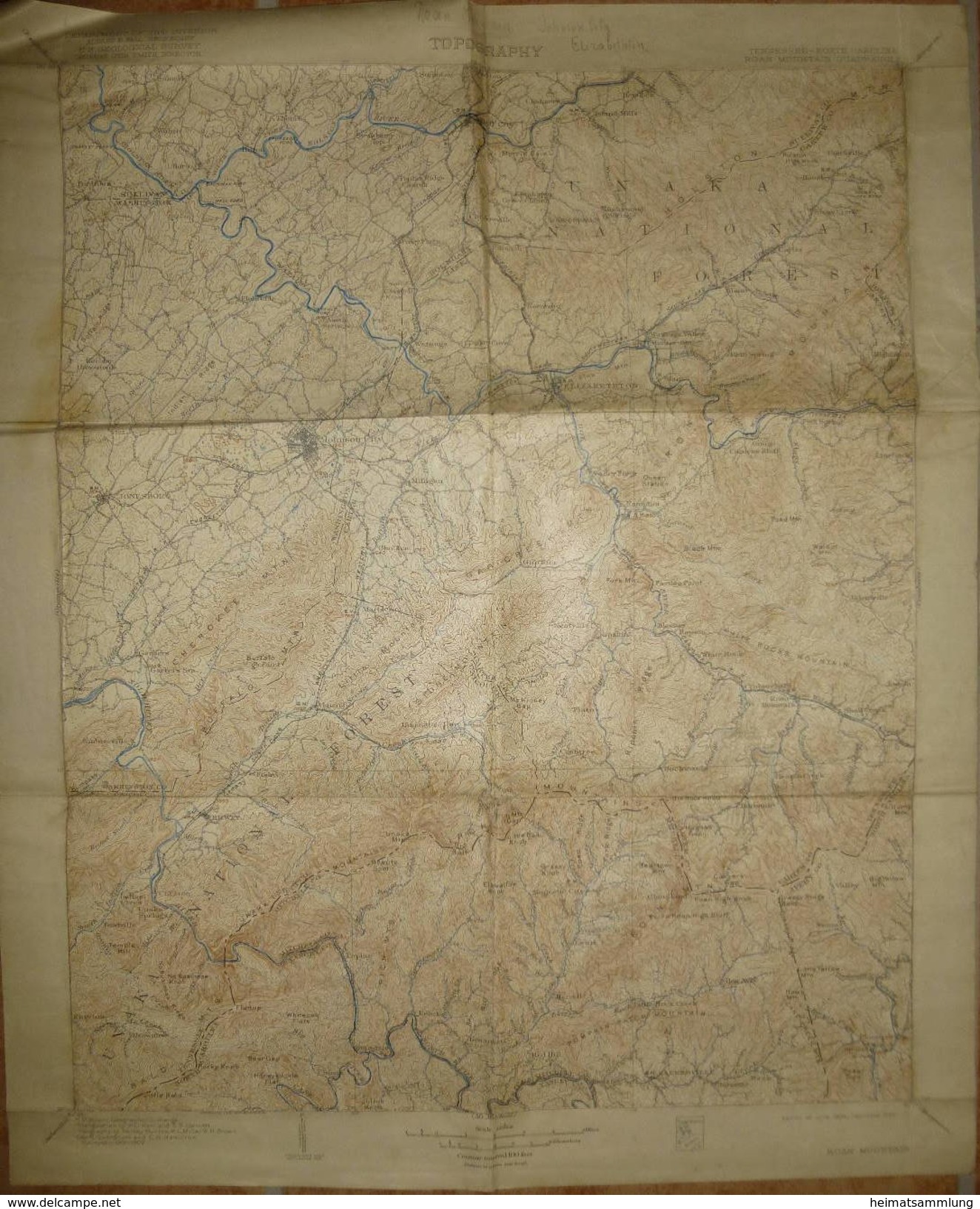 Tennessee Roan Mountain 1922 - Topography - Maßstab 1:125'000 Feet - Landkarten