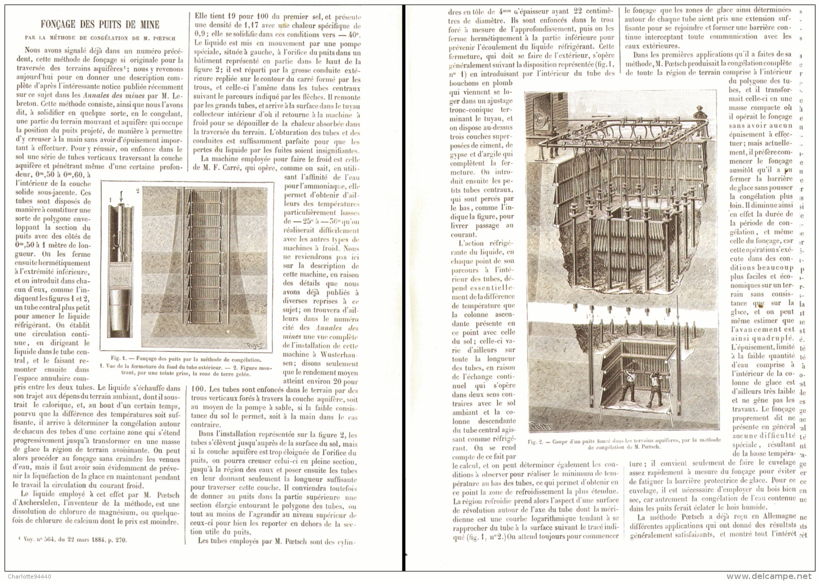 FONCAGE DES PUITS DE MINE Par La METHODE DE CONGELATION DE M.POESCH  1886 - Other & Unclassified