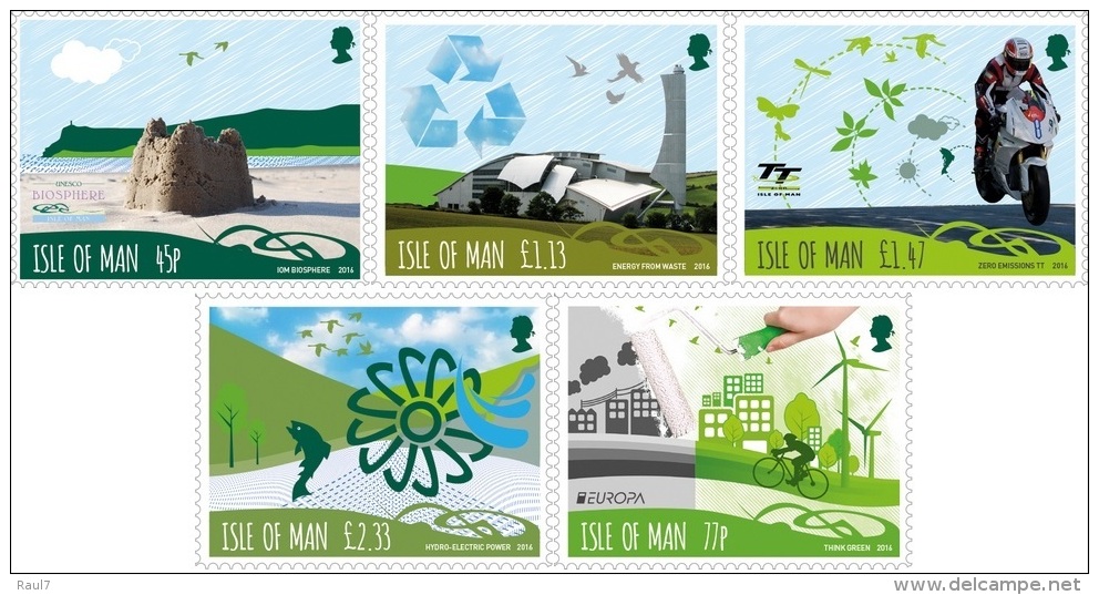 Europa 2016 - Isle Of Man - Think Green, Biosphere - Série Complete 5 Val Neufs // Mnh - 2016