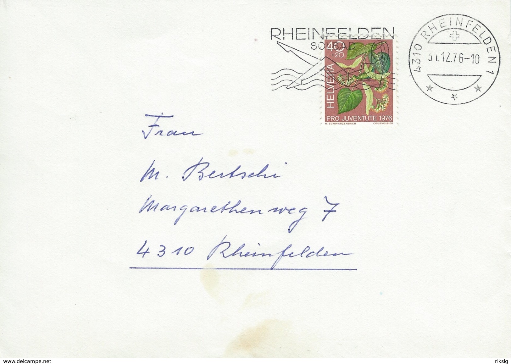 Cover Used Rheinfelden 1976.   Switzerland.  H-920 - Storia Postale