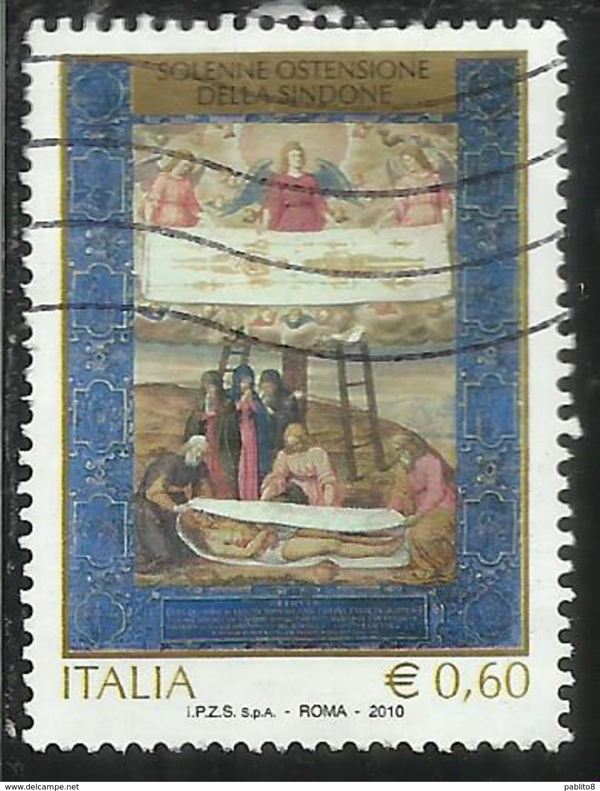 ITALIA REPUBBLICA ITALY REPUBLIC 2010 SOLENNE OSTENSIONE DELLA SINDONE TORINO GALLERIA SABAUDA USATO USED OBLITERE´ - 2001-10: Used