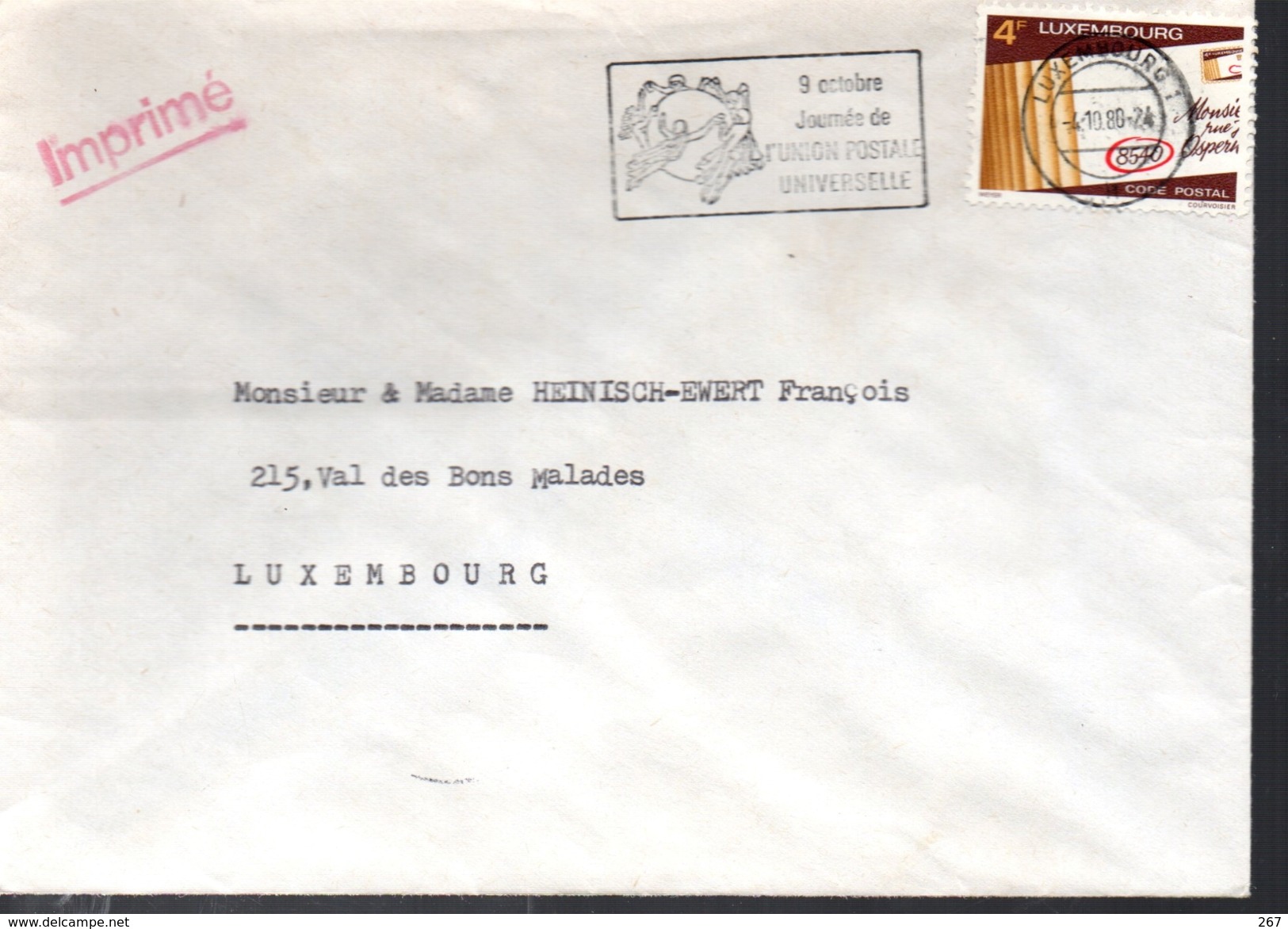 LUXEMBOURG    Lettre Upu  Poste - UPU (Union Postale Universelle)