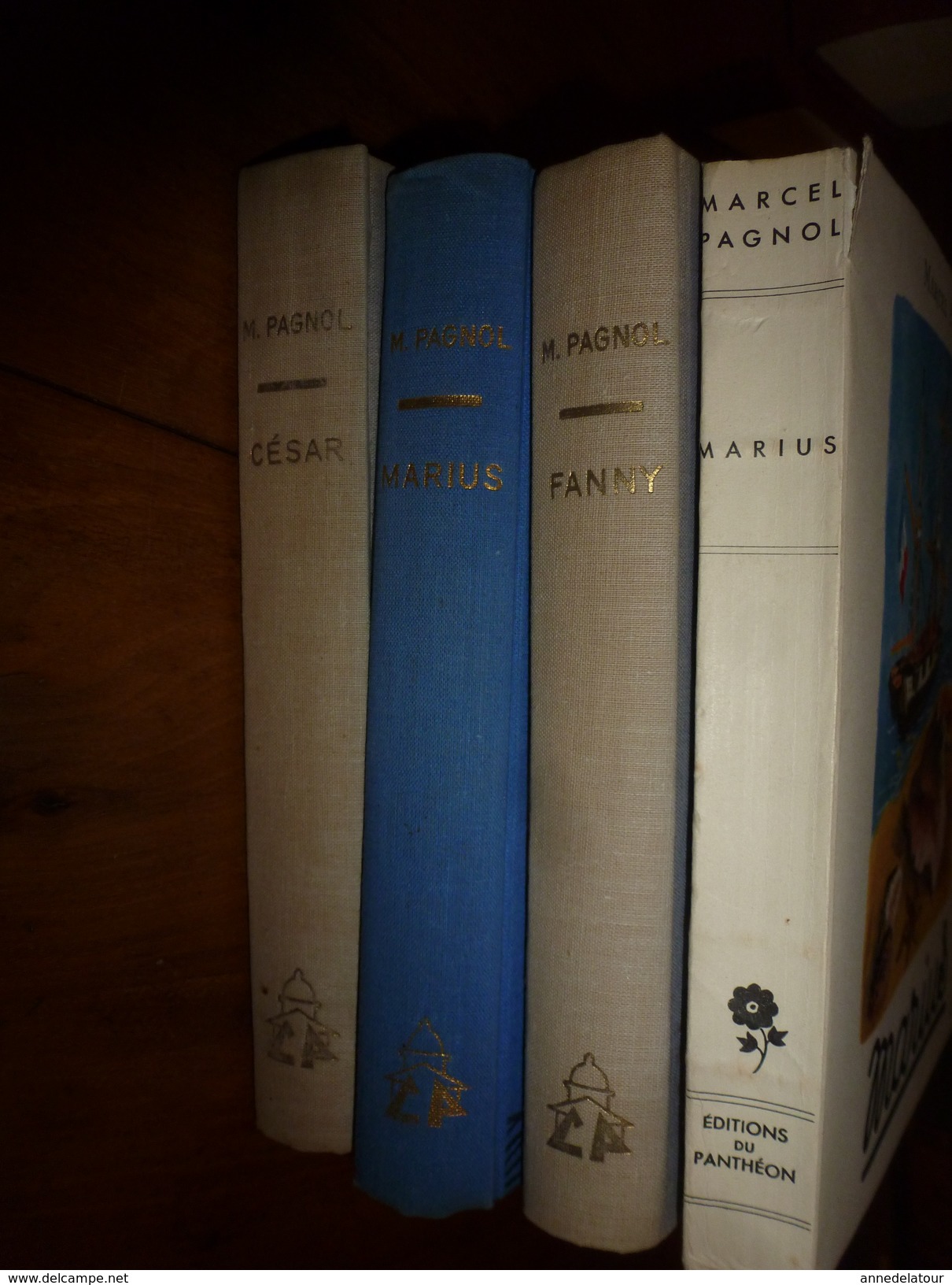 1952-53 :Lot De 4 Livres De Marcel Pagnol ---->(couvertures Toilées)César ,Marius ,Fanny ;(couverture Bristol) Marius . - Paquete De Libros