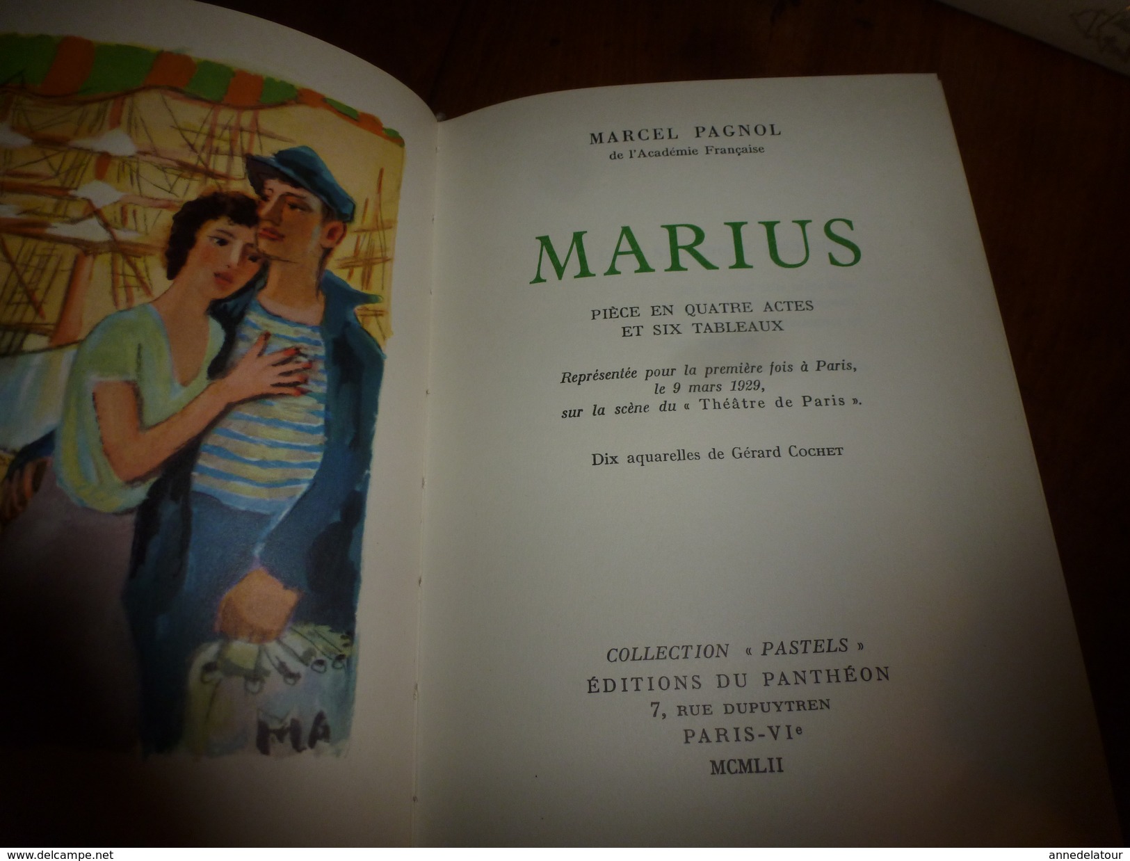 1952-53 :Lot de 4 livres de Marcel Pagnol ---->(couvertures toilées)César ,Marius ,Fanny ;(couverture bristol) Marius .