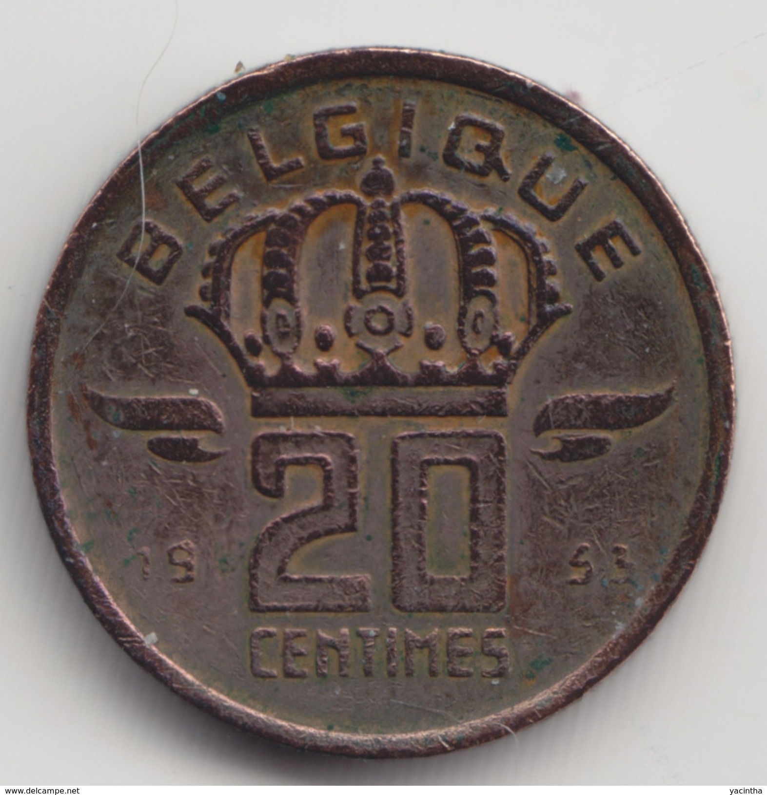 @Y@    België   20  Centimes     1953   (4507) - Zonder Classificatie