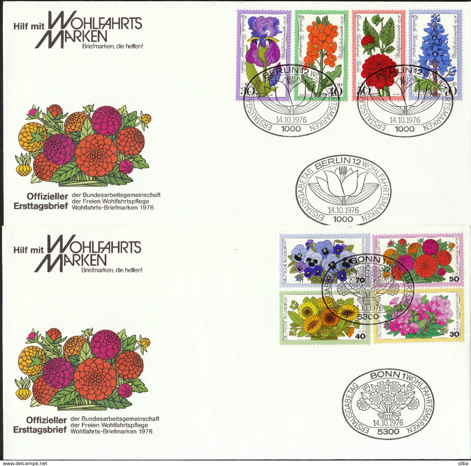 Germany Bonn Berlin 1976 / Wohlfahrtsmarken / Stamps For Help / Flowers - Other & Unclassified