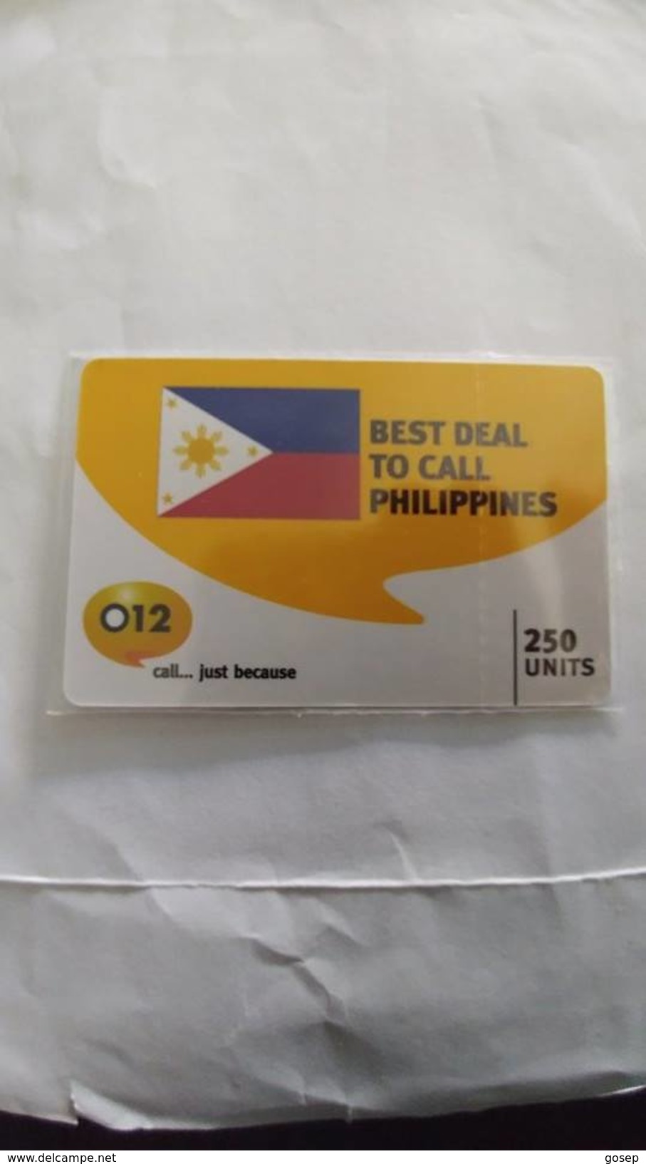 Israel-best Deal To Call Philippines-(1)-zabra-(250units)-(012call Just Because)-(1.5.2008)-mint Card - Filippine