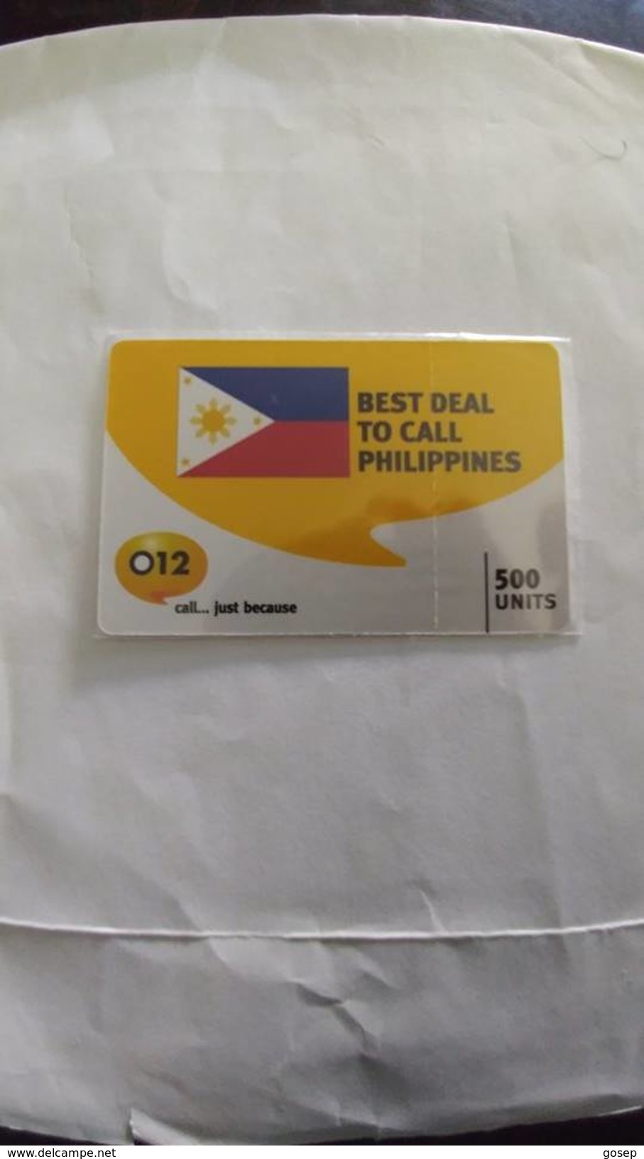 Israel-best Deal To Call Philippines-(4)-flag-(500units)-(012call Just Because)-(5.3.2008)-mint Card - Philippinen
