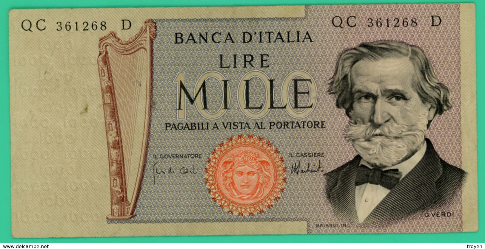 1000 Lire - Italie - N°.QC361268D - TTB+ - - 2000 Lire