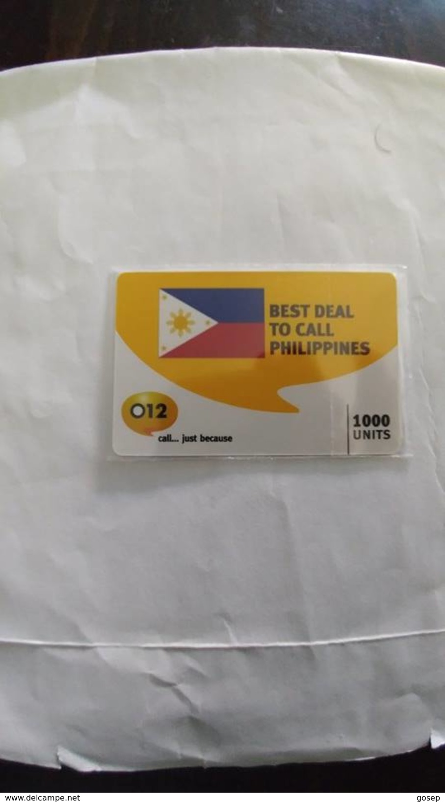 Israel-best Deal To Call Philippines-(6)-flag-(1000units)-(012call Just Because)-(1.5.2008)-mint Card - Philippines