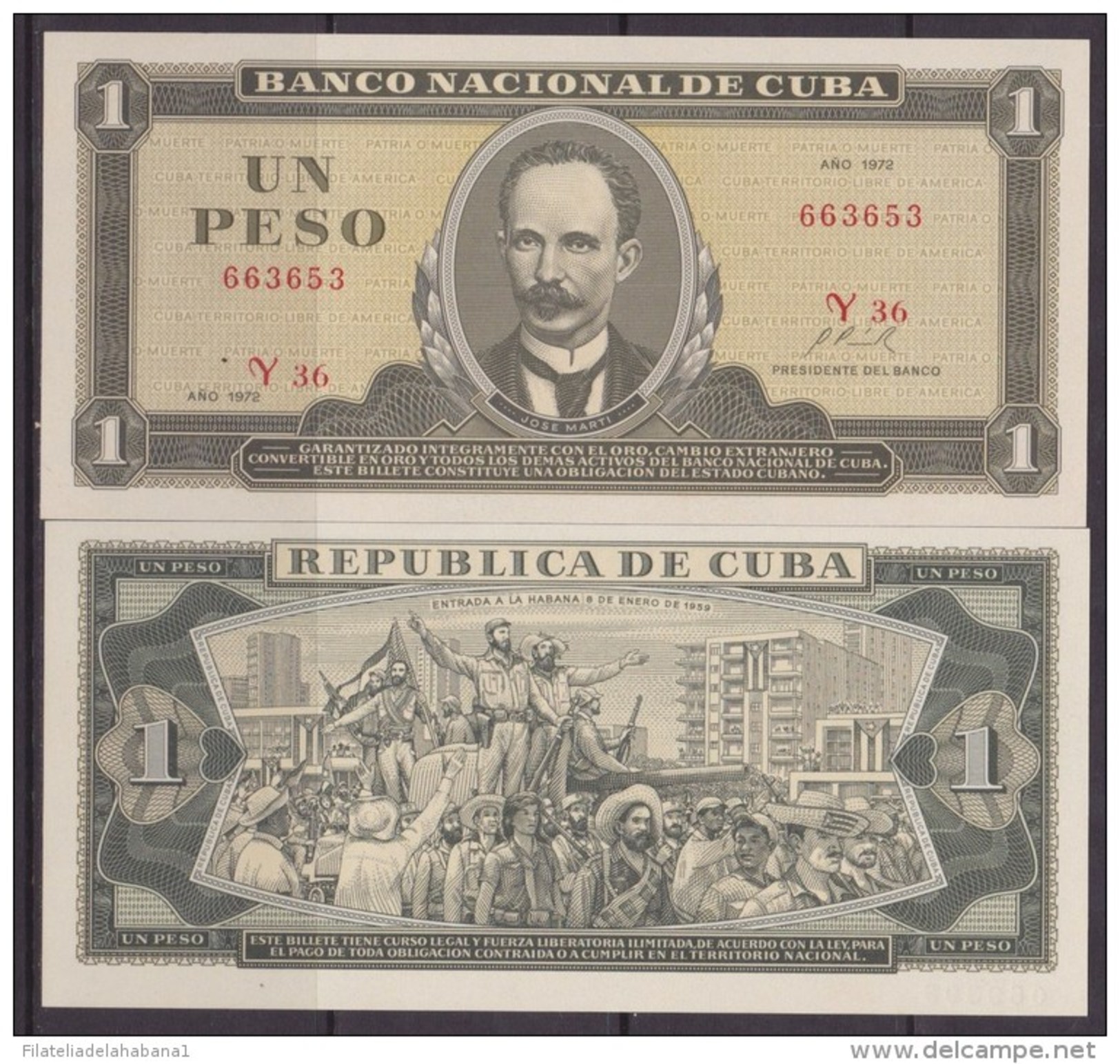 1972-BK-7 CUBA 1972 1$ JOSE MARTI UNC. - Cuba