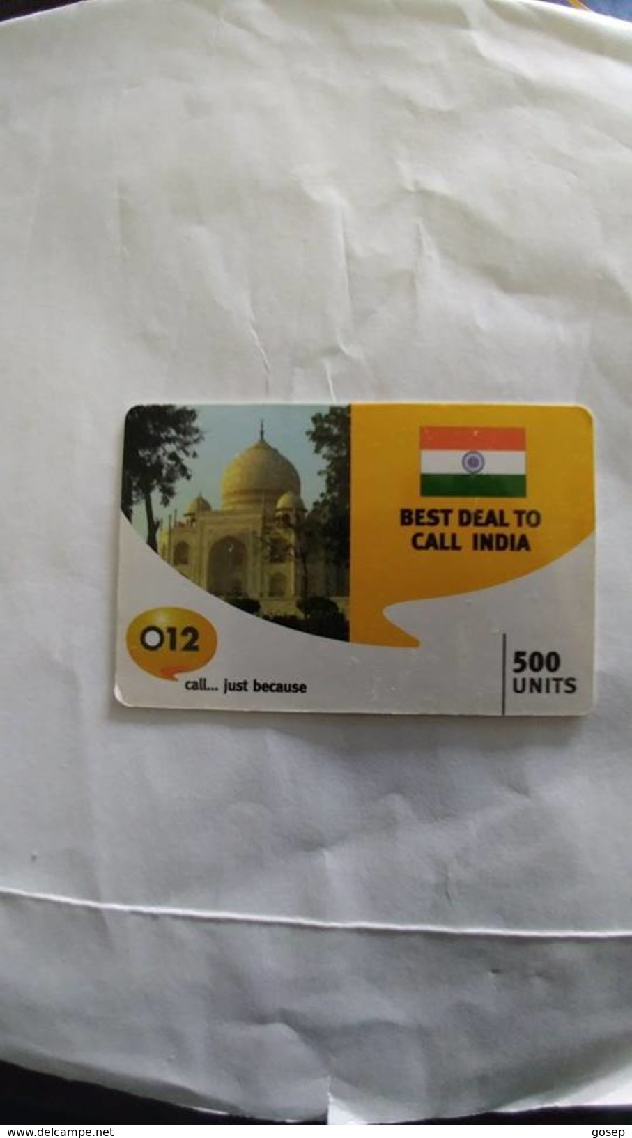 Israel-best Deal To Call India-(3)-tajmal-(500units)-(012call Just Because)-(1.1.2008)-used Card - India
